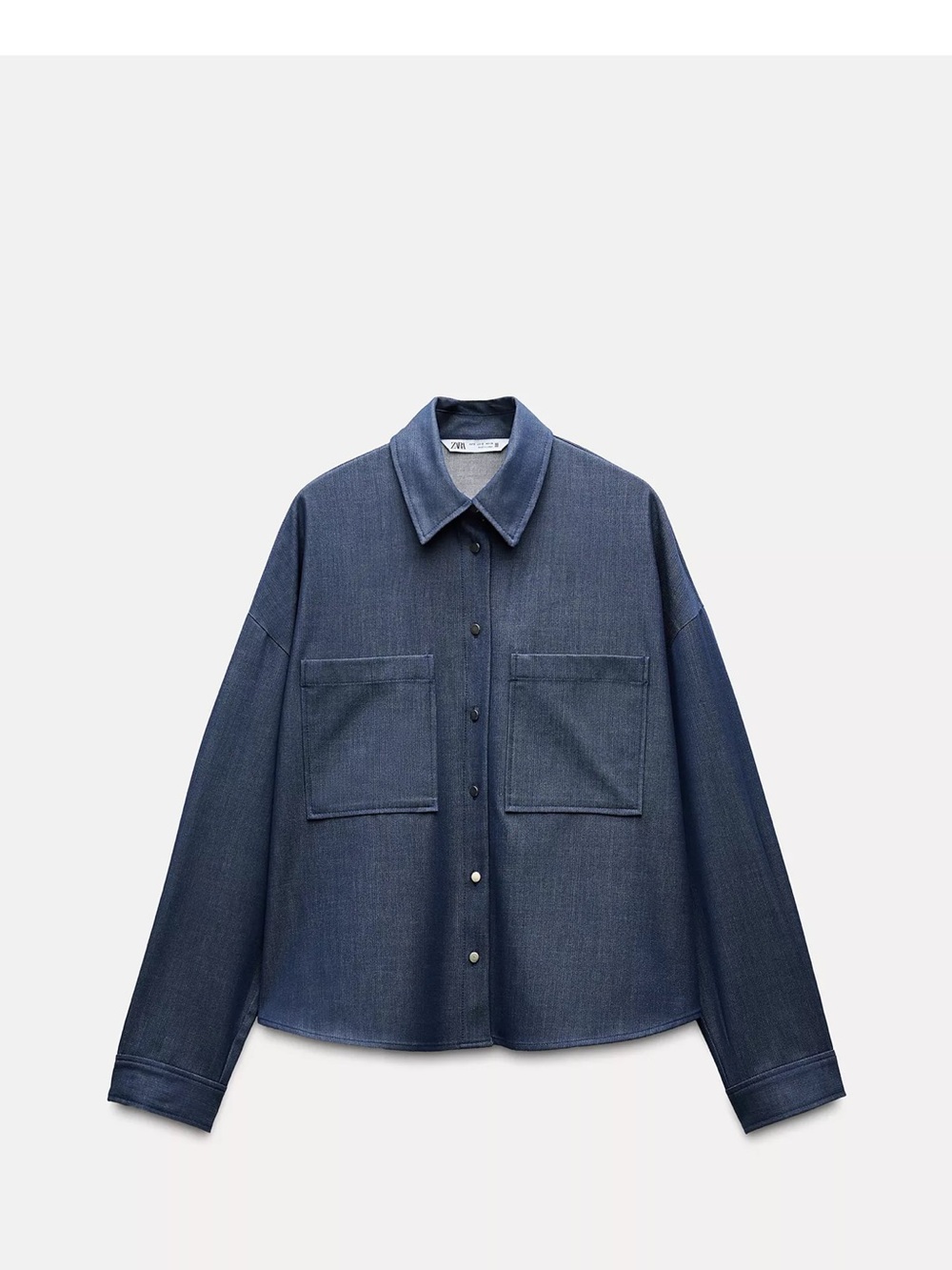 ZARA Faux Denim Button Down Shirt Blue Size Small EUC